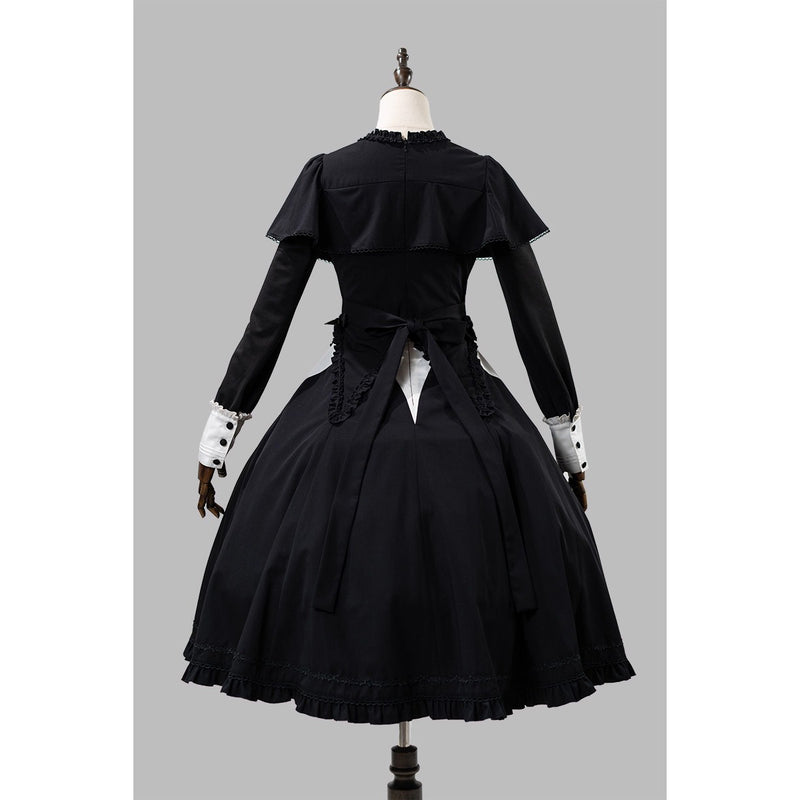 暗黒夜会のクラシカルケープワンピース - Black × White[2026年3月上旬-3月下旬発送予定]