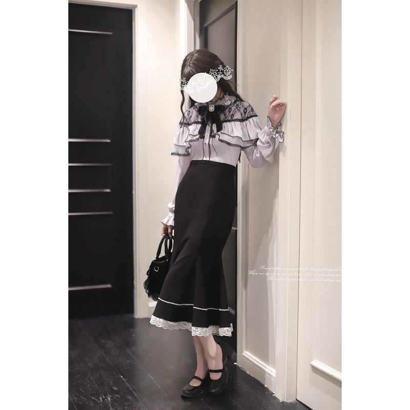 夜会の令嬢のケープトップスとマーメイドスカート