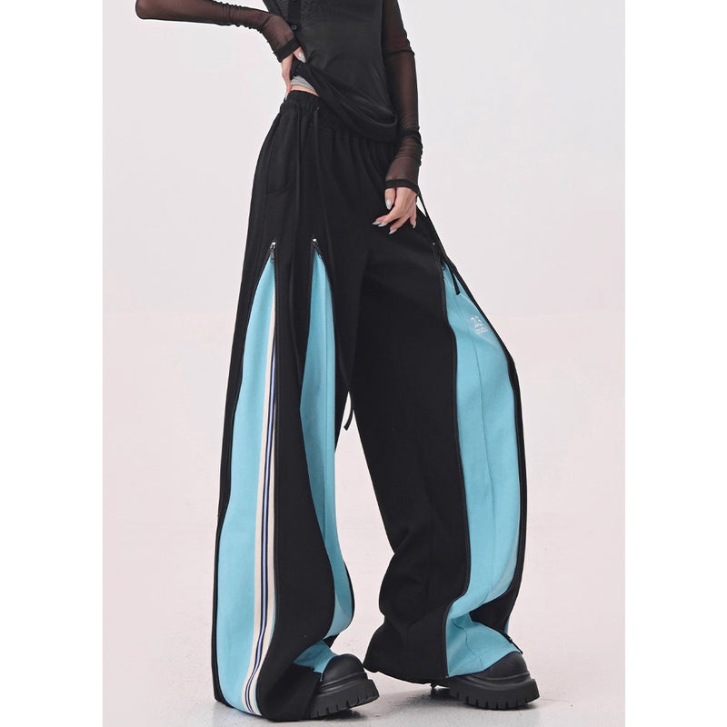 Light Blue Switching Wide Track Pants