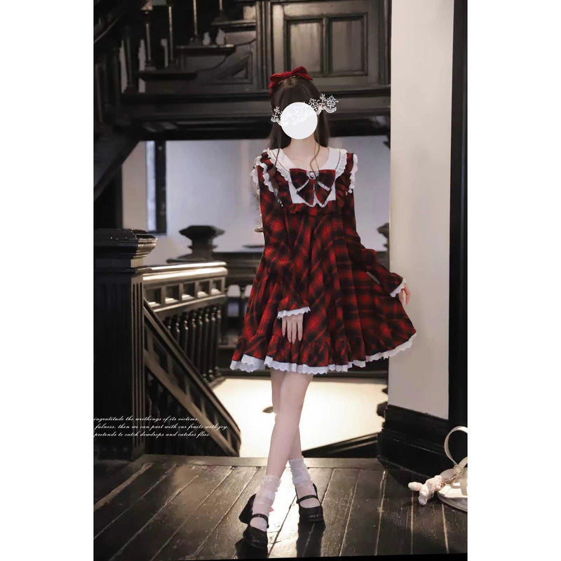黒紅のお嬢様のドールワンピース
