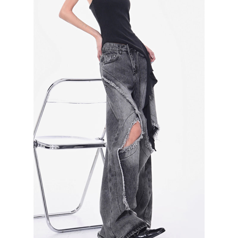 Distressed Wide Denim Pants