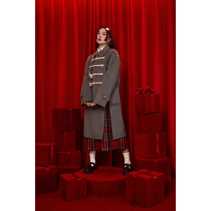 花束刺繍の格子柄ジャンパースカート