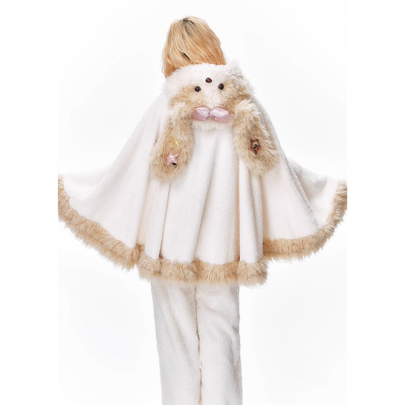 もふもふ子犬のルームウェア（ポンチョとパンツ）