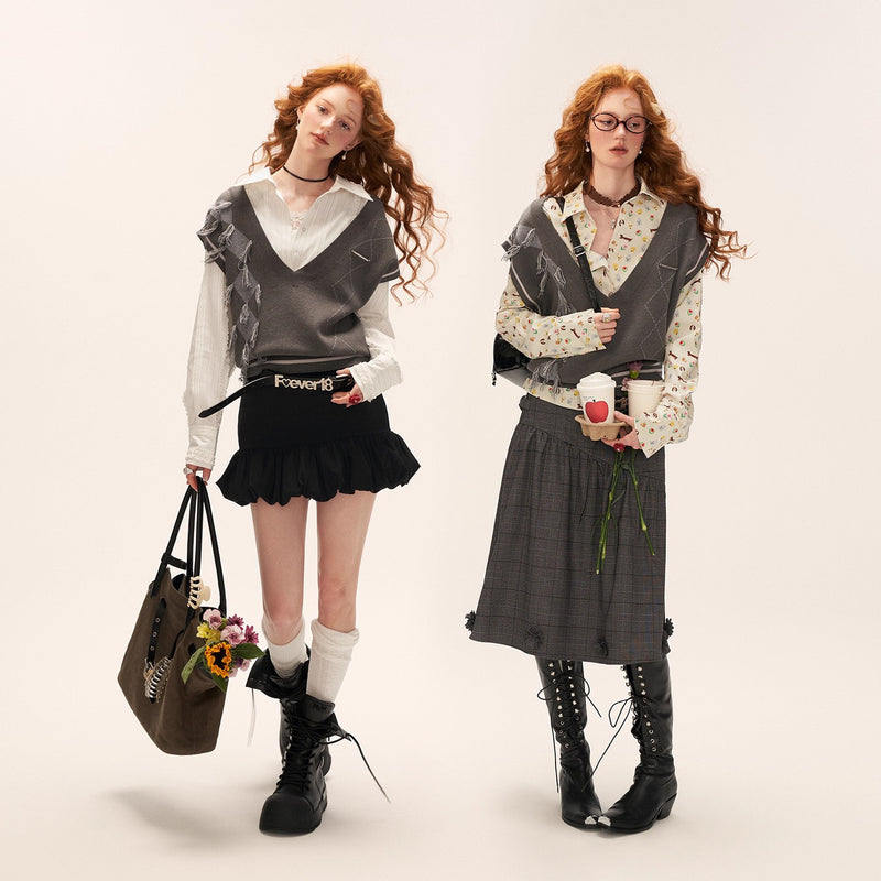 Gray Retro Knit Vest