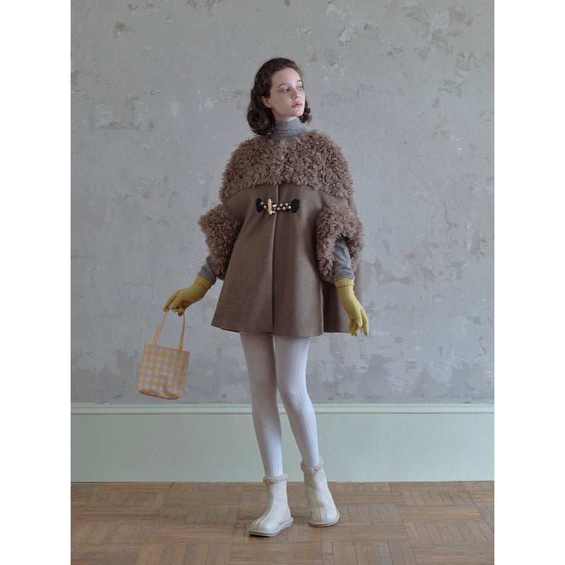 Brown Fluffy Cape Coat