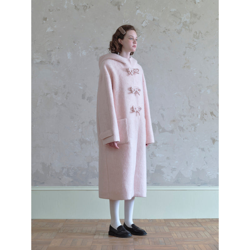 Long Wool Coat in Cherry Blossom Pink