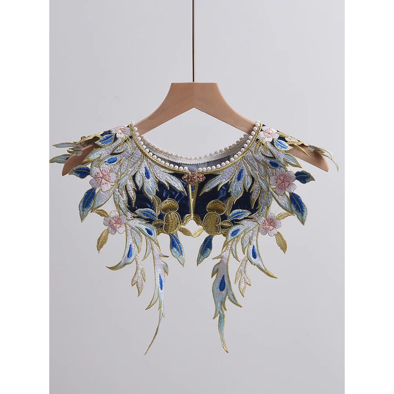 庭園の花の刺繍付け襟
