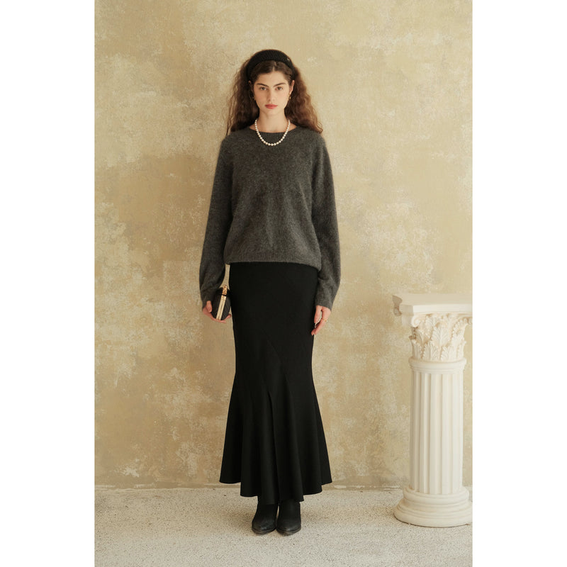 Black Wool Mermaid Skirt