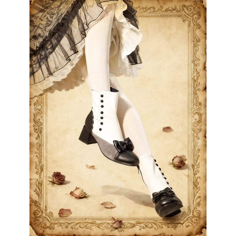 Ribbon Victorian Button Short Boots[2026年2月下旬-3月下旬発送予定]