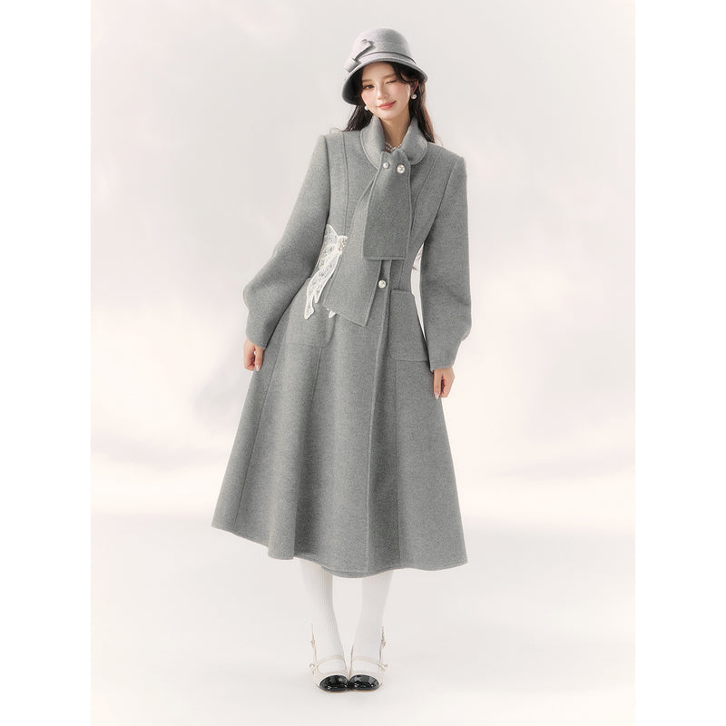 Gray Embroidered Classical Coat