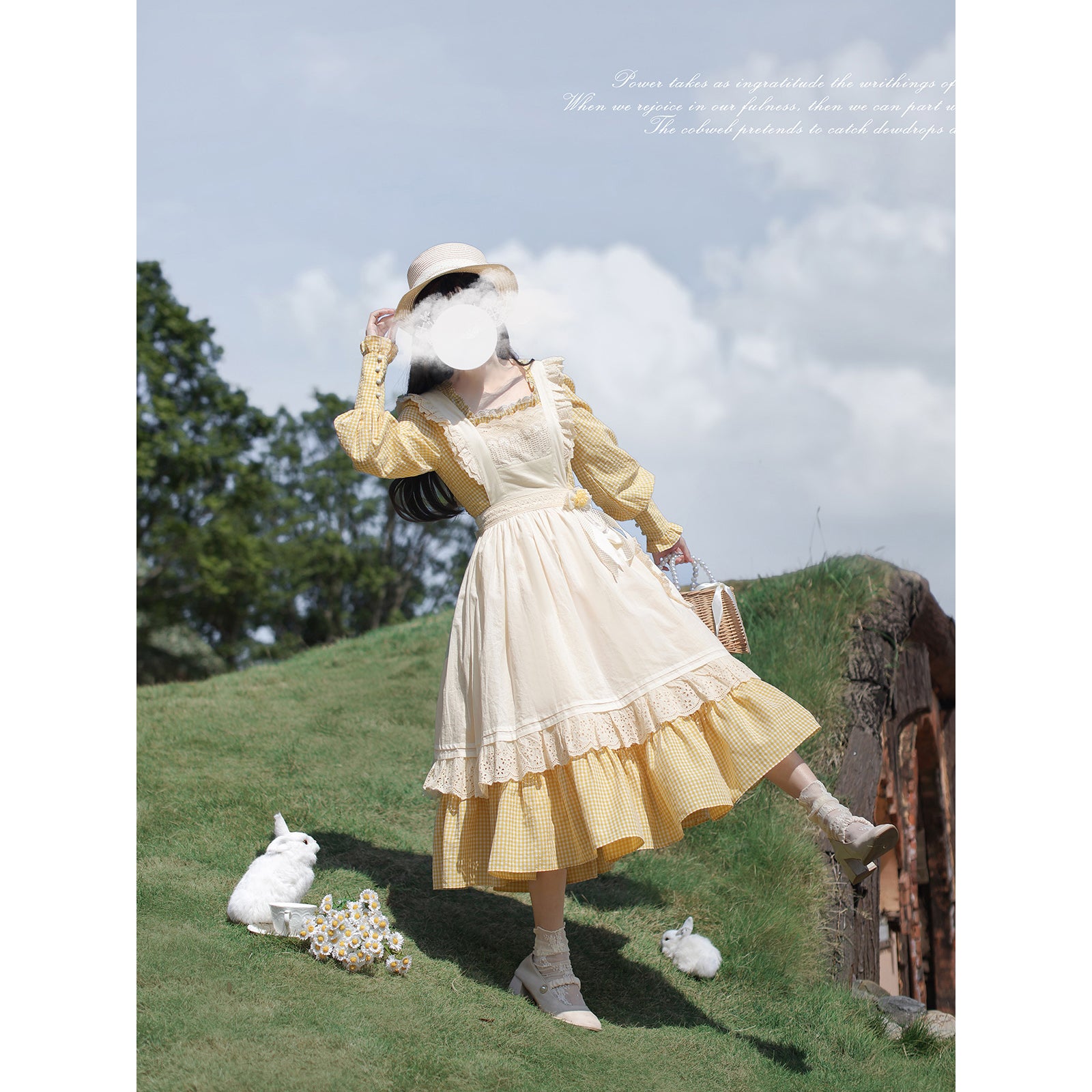 蒲公英色のレトロワンピースとエプロン – ManusMachina