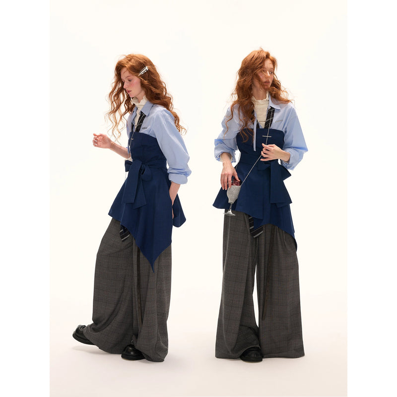 Dark Navy Ribbon Asymmetrical Bustier