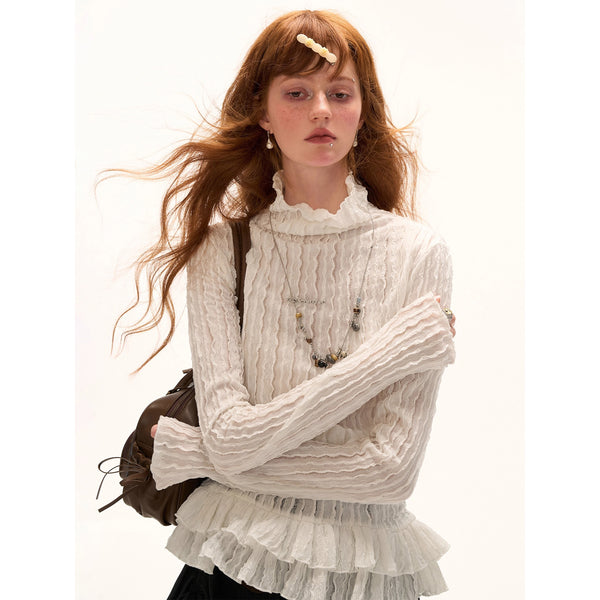 Double Frill High Neck Top