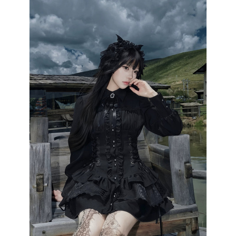 新品タグ付　MR corset(現majoh) 黒コルセットワンピース　ゴスロリ 黒百合のお嬢様のコルセットワンピース – ManusMachina