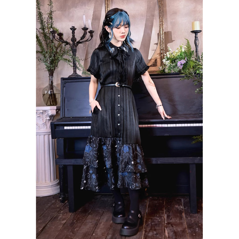 青藍の海月のシャツワンピース