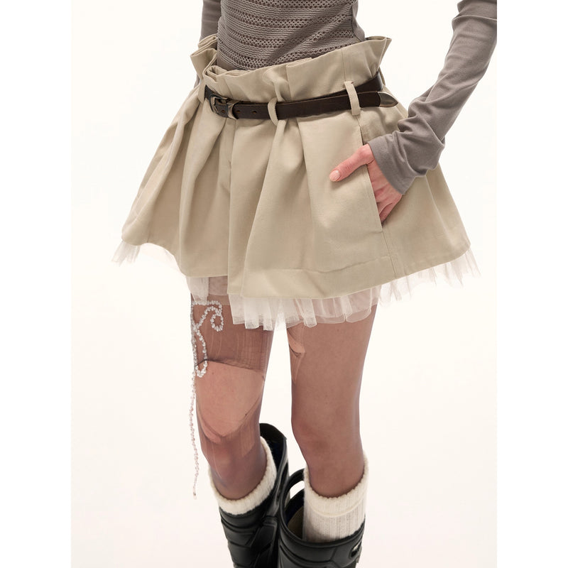 Work-style Tulle Short Skirt