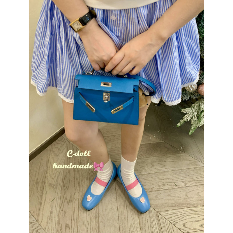 Heart Motif Blue Ballet Shoes