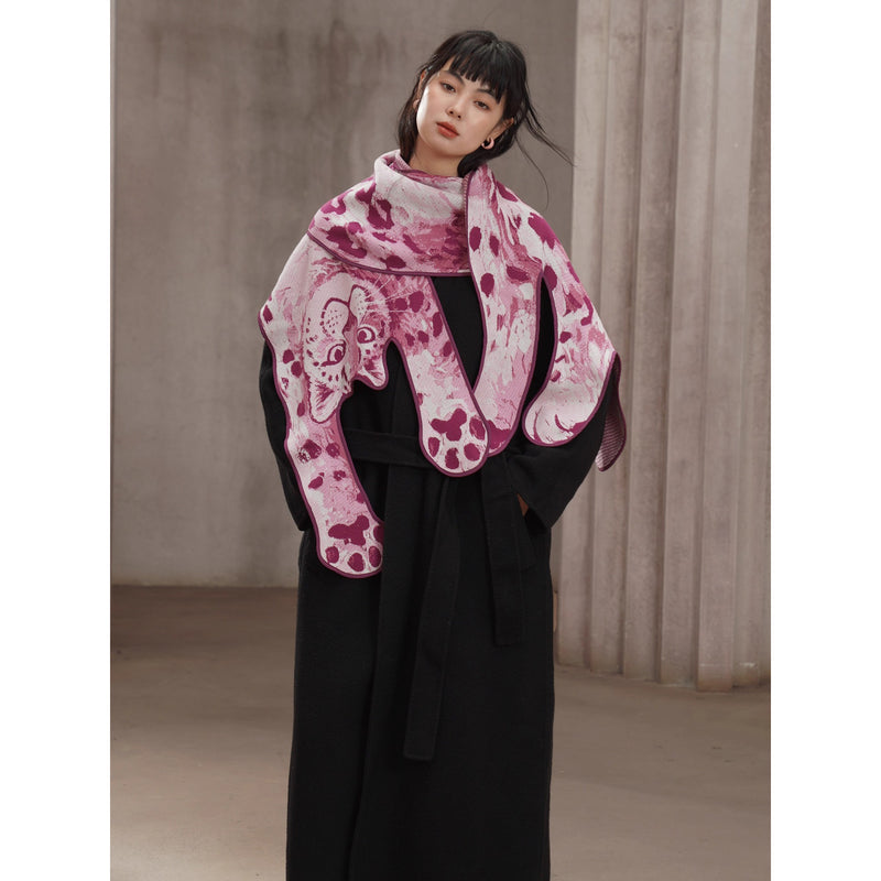 豹の挿絵ニットストール