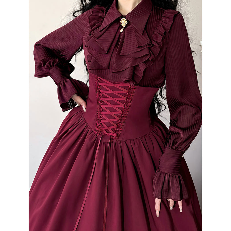 王侯貴族のお嬢様のコルセットスカート - Wine Red[2025年2月上旬-2月下旬発送予定]