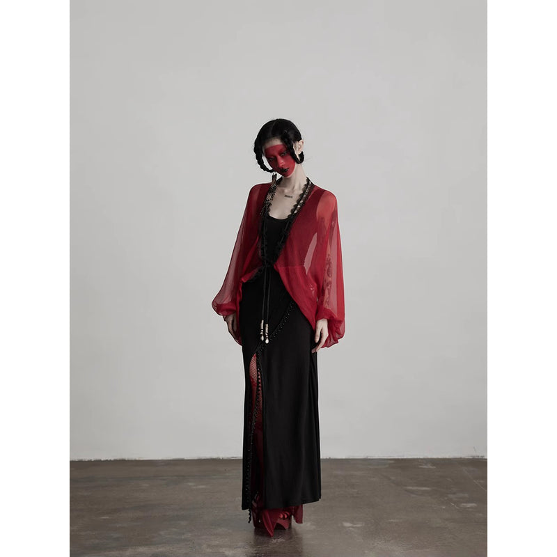 Bright Red Silk Fairy Shawl
