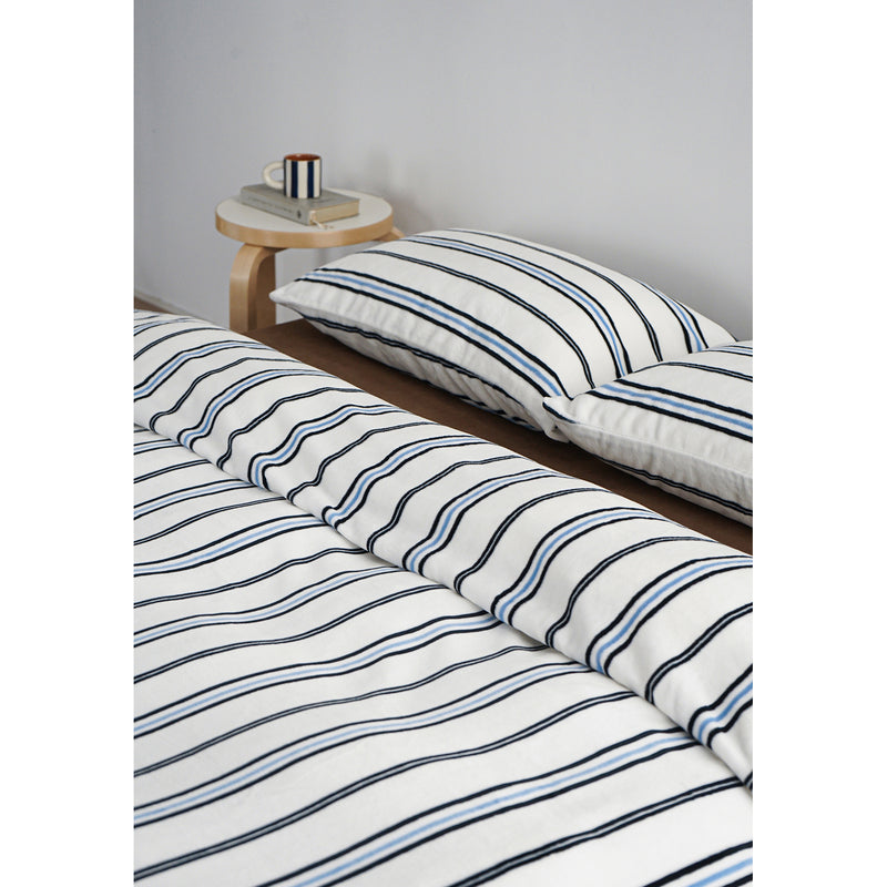 Blue and White Striped Bed Cover Set