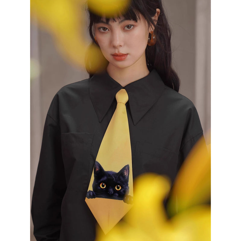 黒猫の挿絵ネクタイ