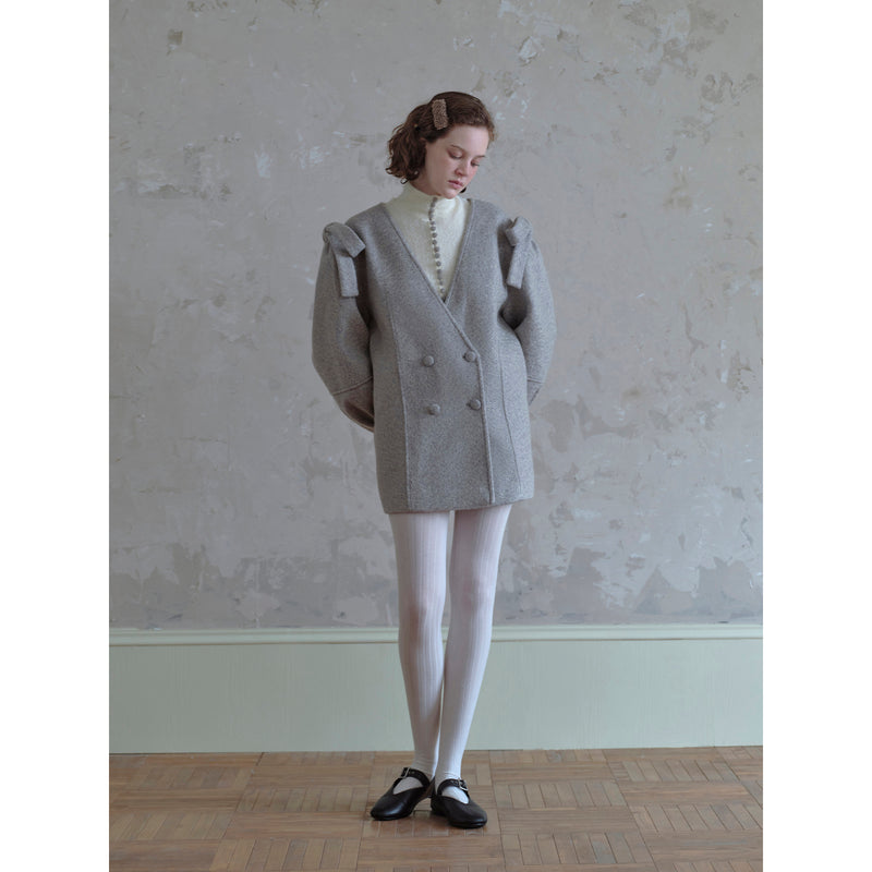 Gray Double Breasted Wool Coat