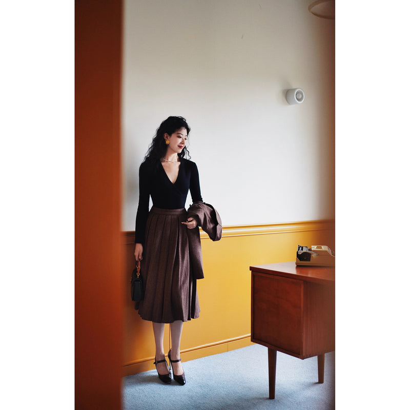 巴里貴婦人レトロニットトップス