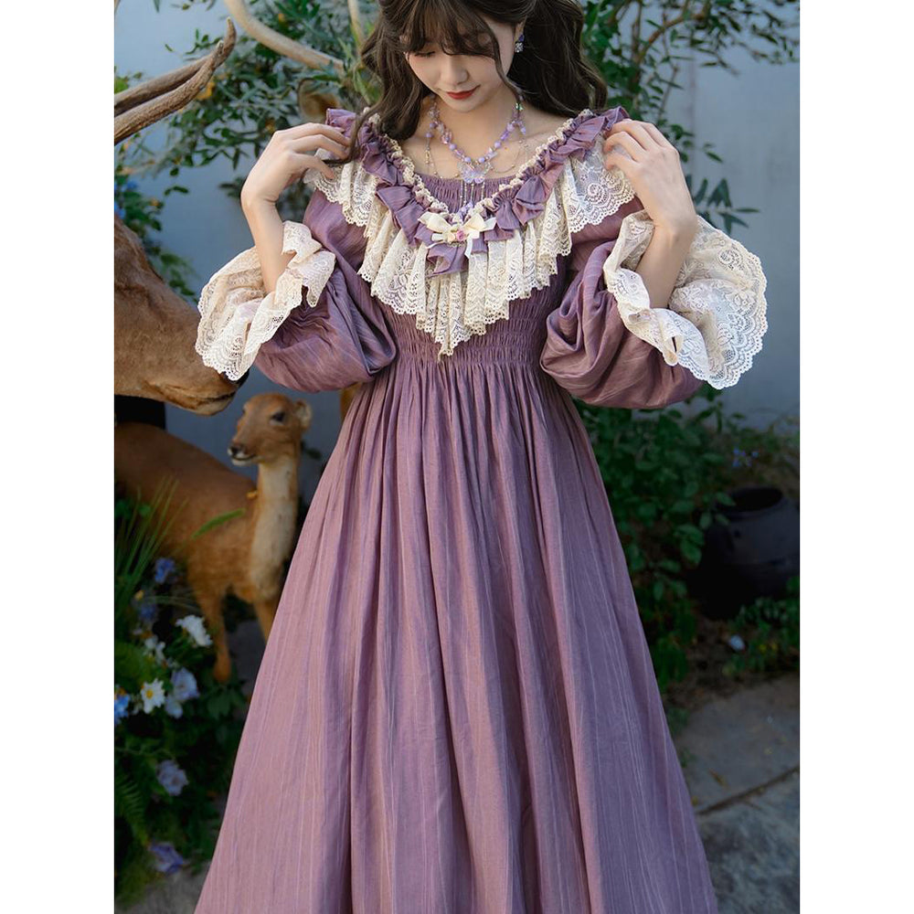 藤紫の貴婦人の刺繍レトロワンピース – ManusMachina