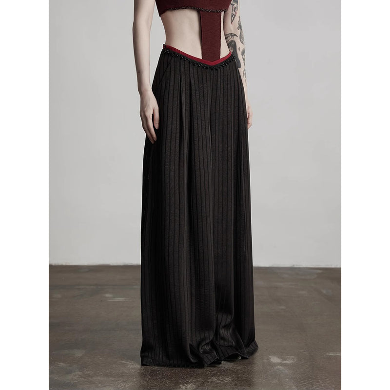 Black Striped Wide Pants