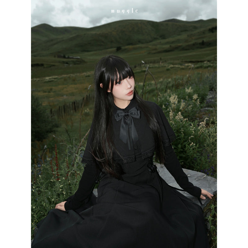 黒のお嬢様のケープロングワンピース