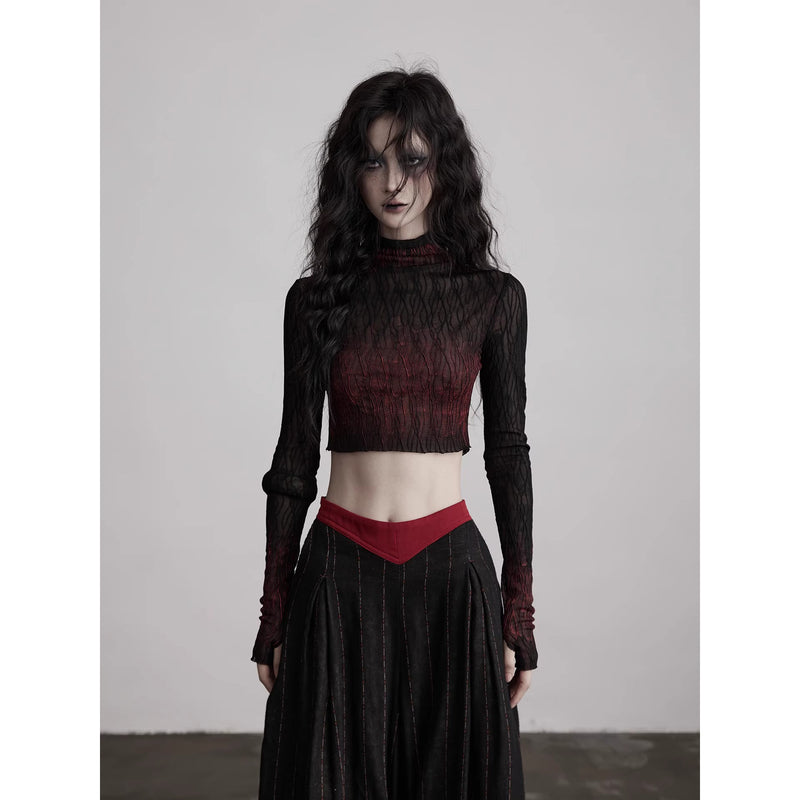 Red Flame Lace High Neck Top