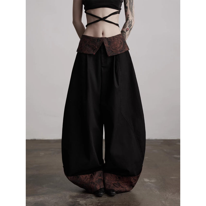 Dark Embossed Wide Pants