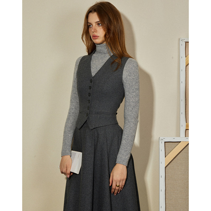 "Violin Poet " Classic Gray Jacket, Vest and Skirt