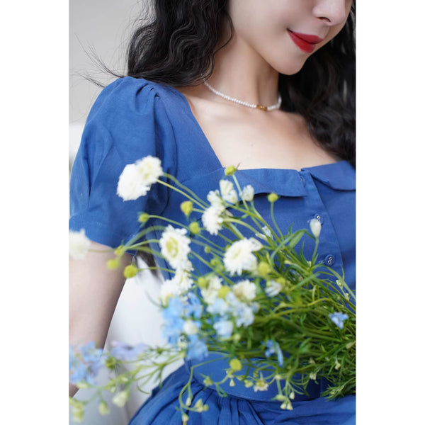 群青の貴婦人ヘップバーンワンピース