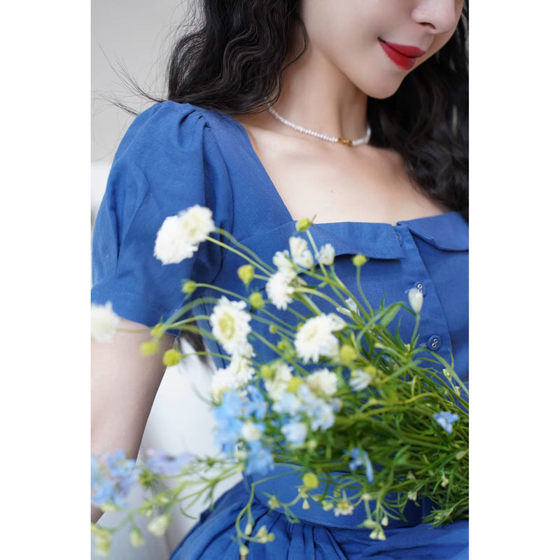 群青の貴婦人ヘップバーンワンピース