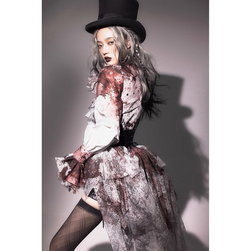 血塗れのお嬢様のヴィクトリアンブラウス - Dark Red[2026年2月下旬-3月下旬発送予定]