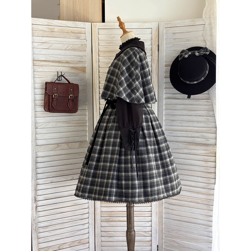 伯爵令嬢のジャンパースカートとケープ - Black Check[2026年2月上旬-3月下旬発送予定]