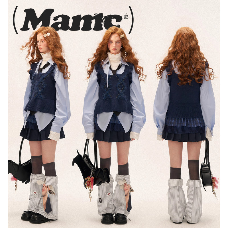 Navy Argyle Knit Bustier