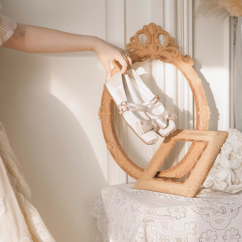 Square-toe Satin Ribbon Ballet Shoes - Champagne[2025年11月上旬-12月上旬発送予定]