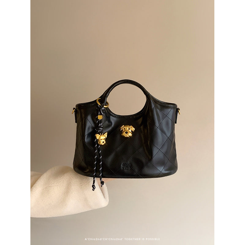 Golden Dog Quilted Leather Hand Shoulder Bag