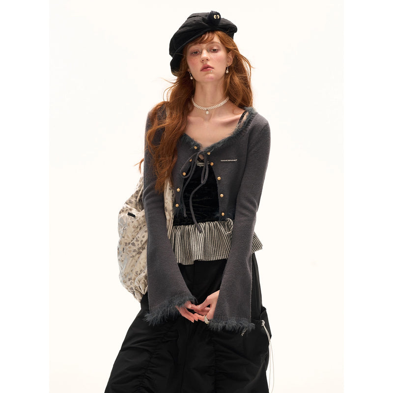 Layered Striped Lace Camisole Top
