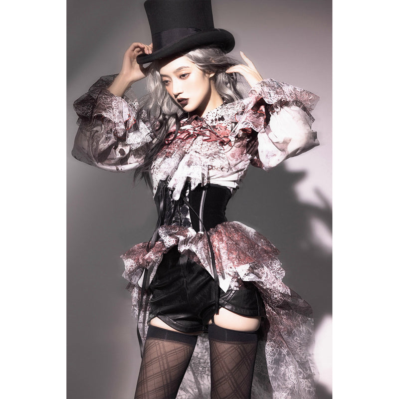 血塗れのお嬢様のヴィクトリアンブラウス - Dark Red[2026年2月下旬-3月下旬発送予定]