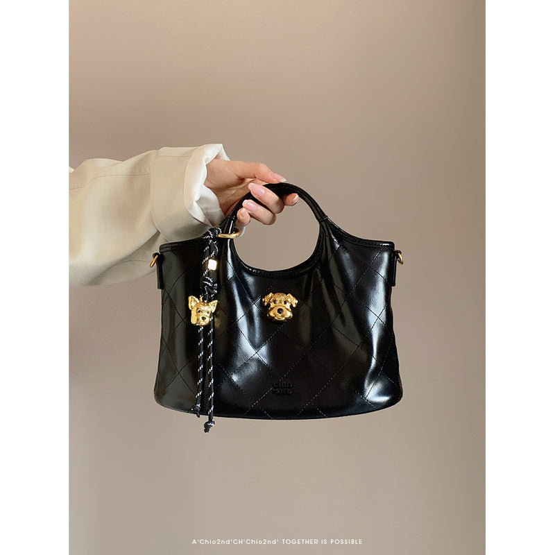 Golden Dog Quilted Leather Hand Shoulder Bag