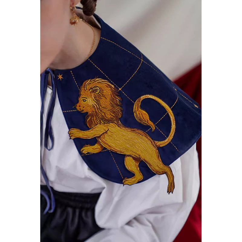 獅子の刺繍付け襟