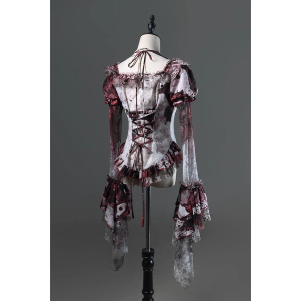 血塗れのお嬢様のゴシックブラウス - Dark Red[2026年2月下旬-3月下旬発送予定]
