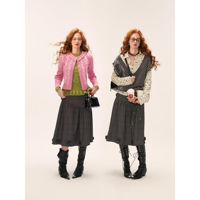 Dark Gray Plaid Skirt