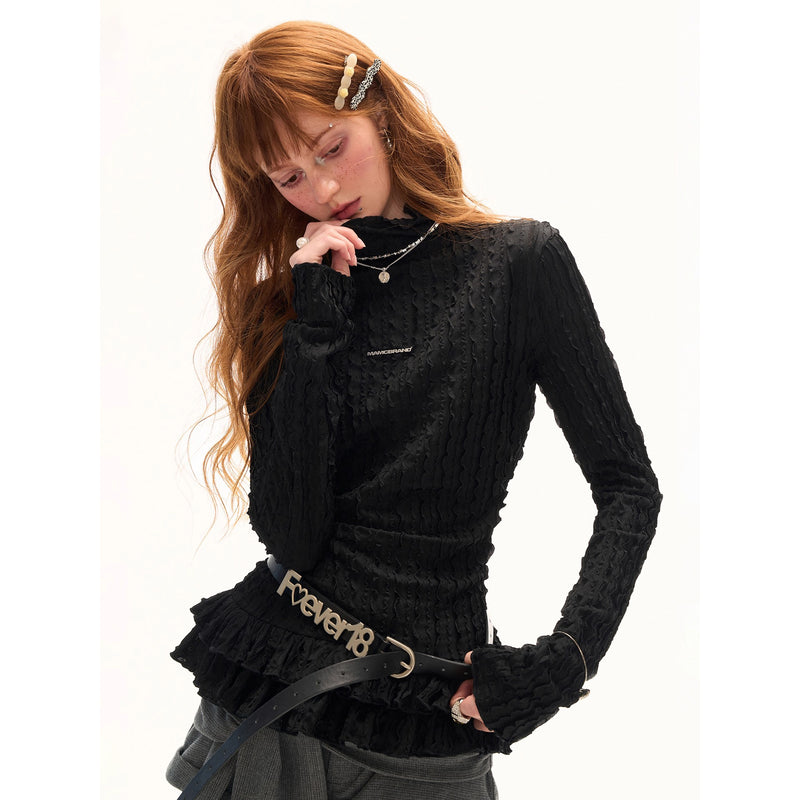Double Frill High Neck Top