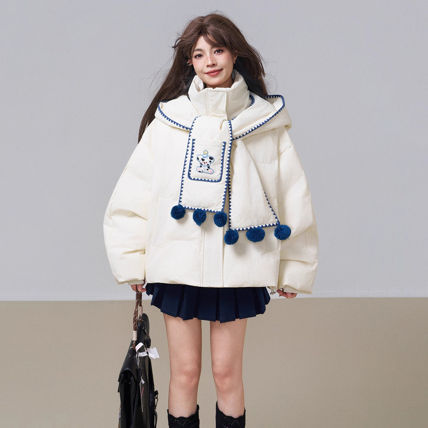 子犬の刺繍フードダウンジャケット – ManusMachina