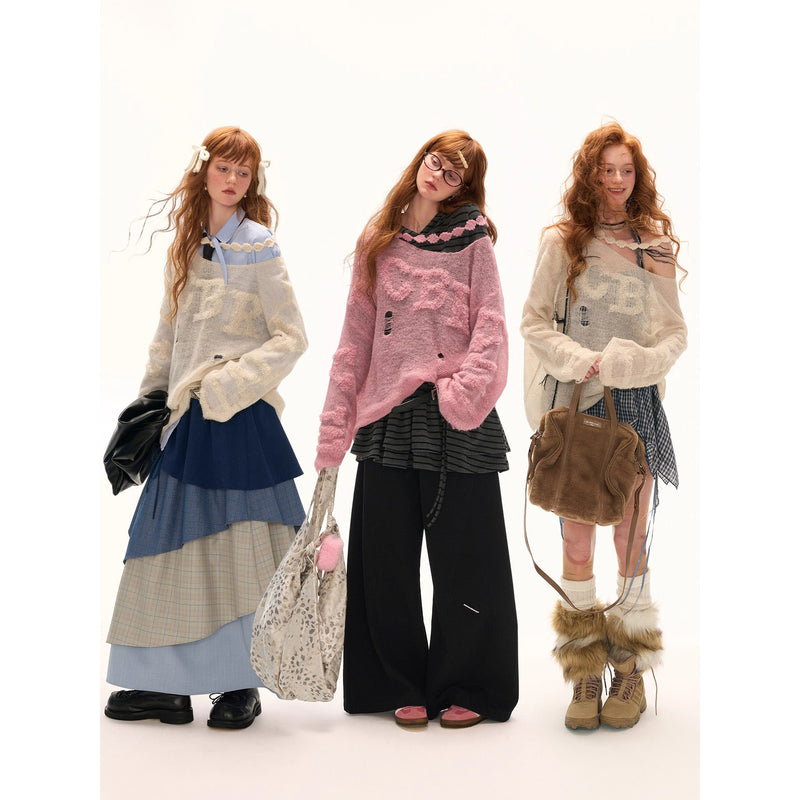 Alphabet One-Shoulder Knit